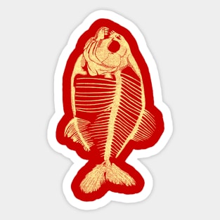 Piranha Skeleton Yellow- Memoria Amazonica Sticker